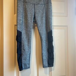 Gray and Black Leggings with‎ Sheer Side Leg Panels, Size Small